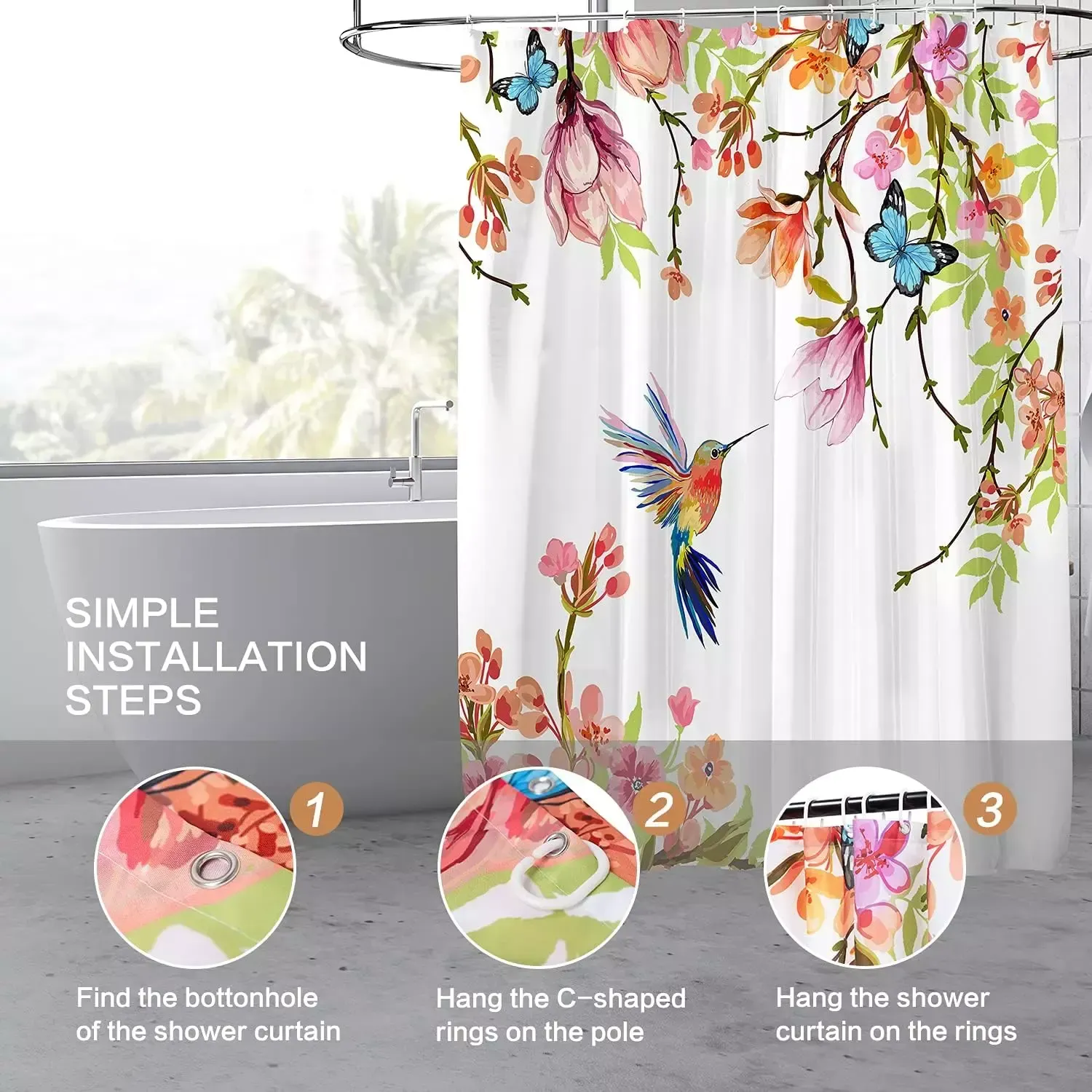 Shower Curtain, Modern Geometric Shower Curtain for Bathroom
