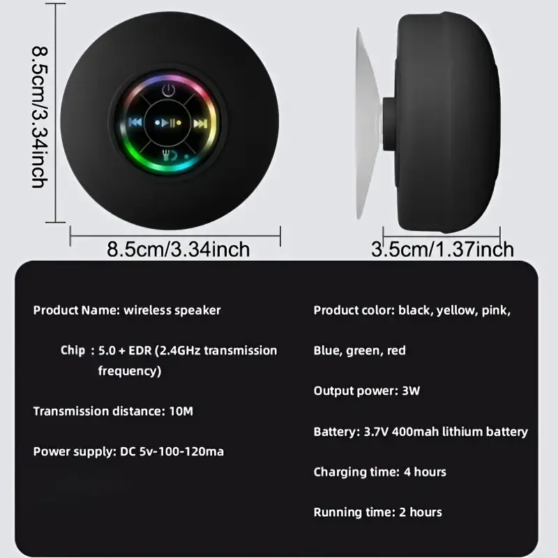 Mini Bluetooth Waterproof Speaker with LED light🔊