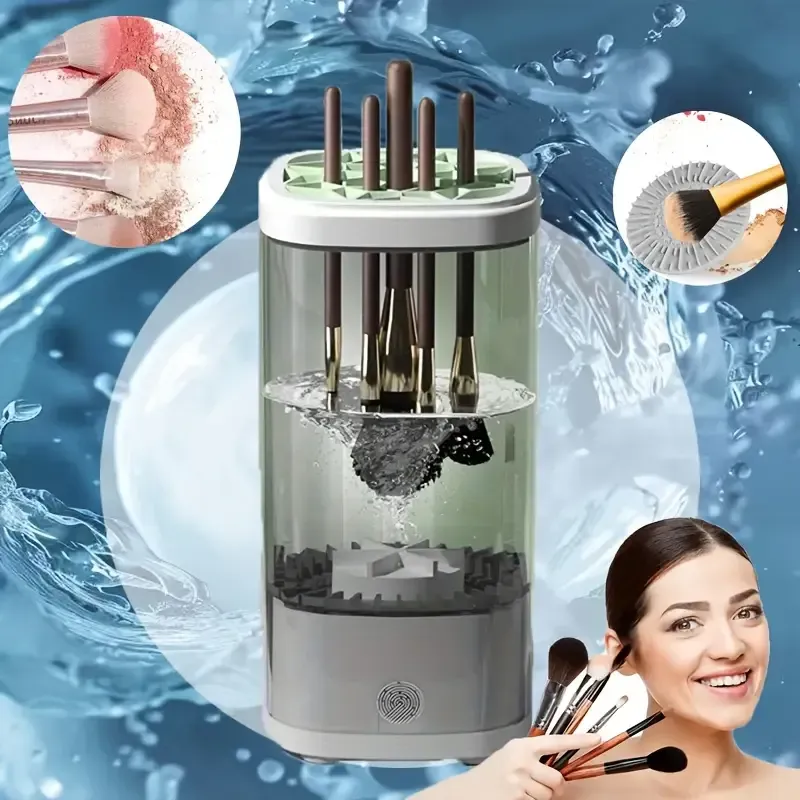 Rechargeable electric makeup brush cleaner, automatic cleaning quick-drying brush, UV disinfection drying scrubber