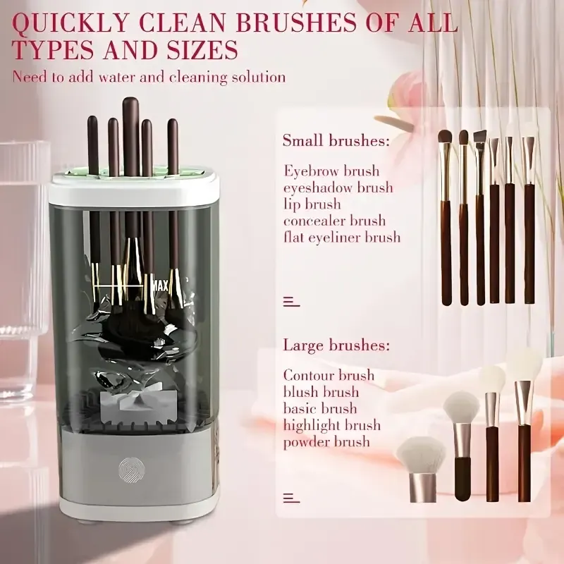 Rechargeable electric makeup brush cleaner, automatic cleaning quick-drying brush, UV disinfection drying scrubber