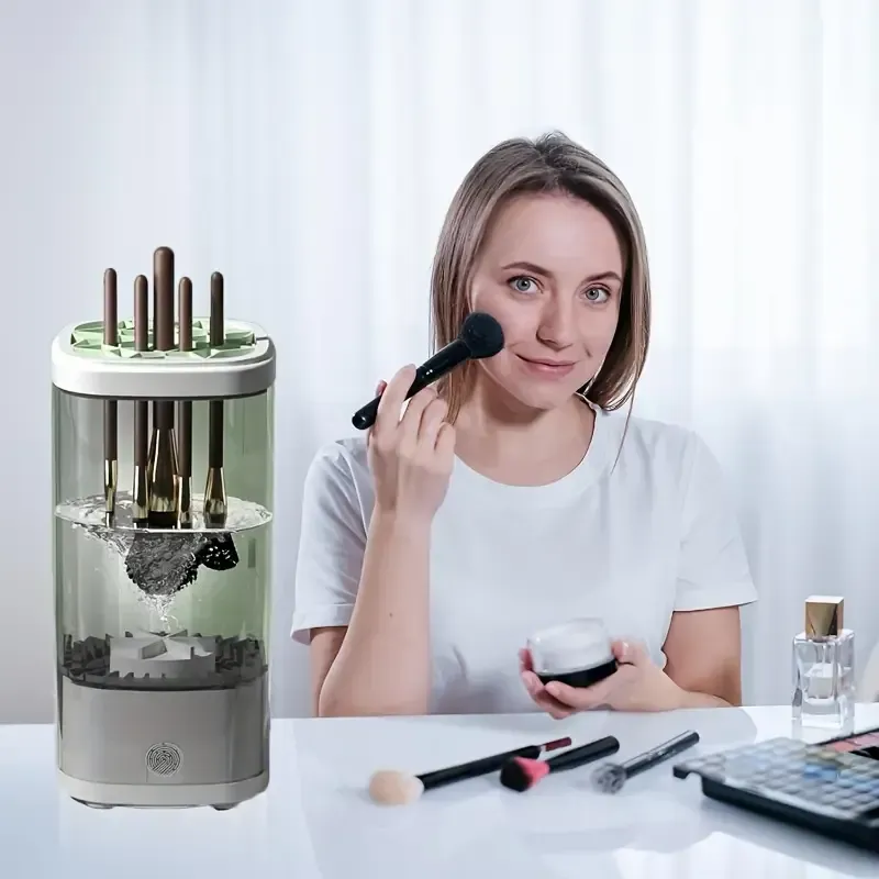 Rechargeable electric makeup brush cleaner, automatic cleaning quick-drying brush, UV disinfection drying scrubber