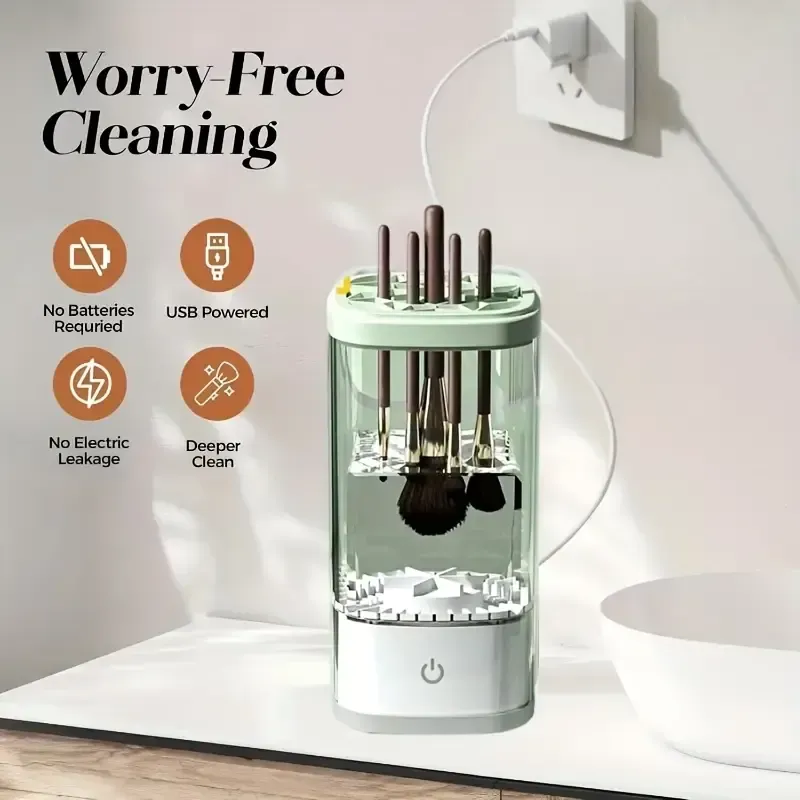 Rechargeable electric makeup brush cleaner, automatic cleaning quick-drying brush, UV disinfection drying scrubber