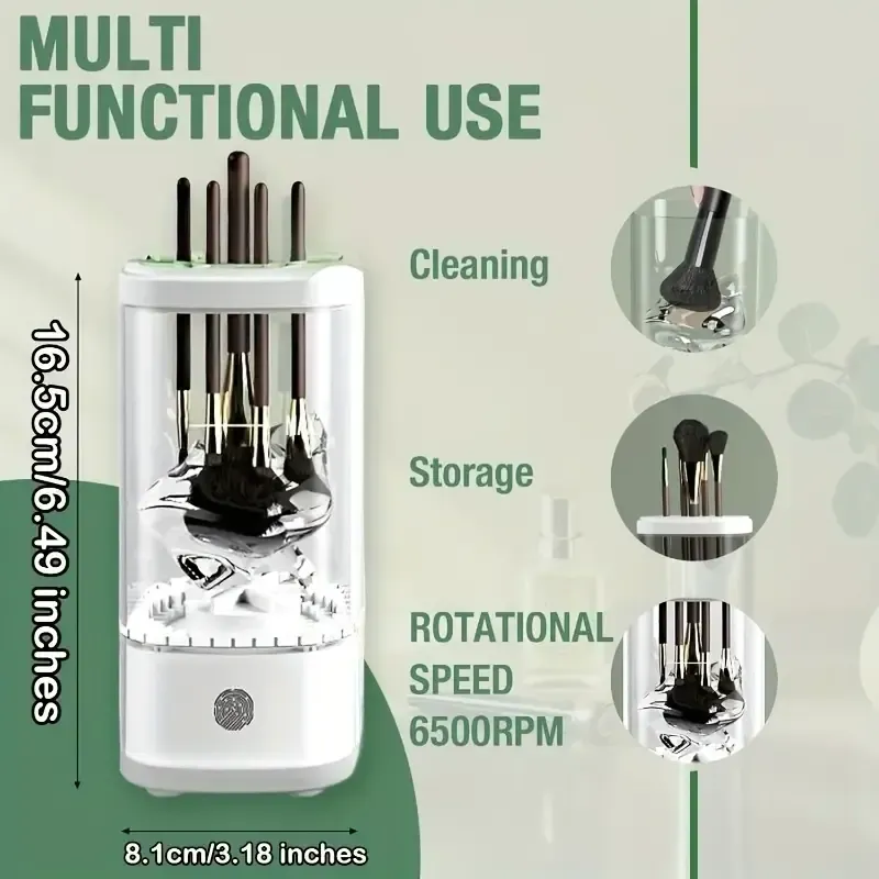 Rechargeable electric makeup brush cleaner, automatic cleaning quick-drying brush, UV disinfection drying scrubber