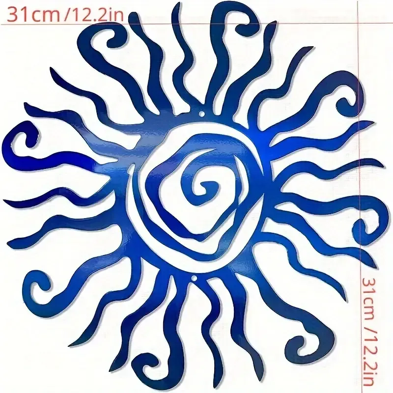 31cm Wacky Sun Blue Metal Wall Art