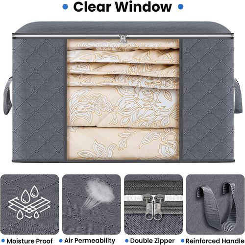 2PCS Foldable Storage Bag Portable Clothes Organizer Tidy Pouch Suitcase Non-woven Home Storage Box Quilt Storage Container Bag Box