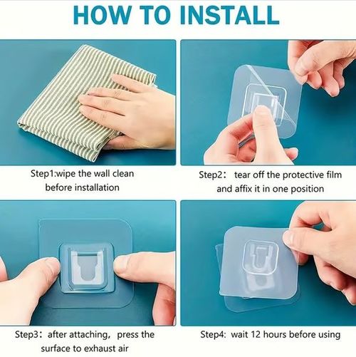 10 Pairs Transparent Double-sided Adhesive Wall Hooks