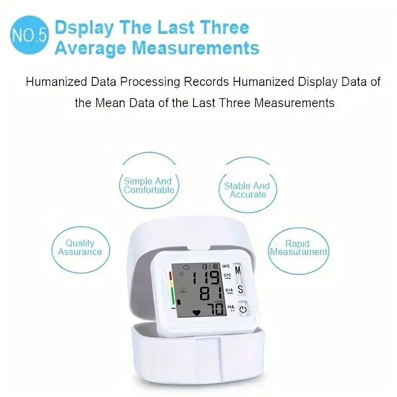 TAIKON W01 Digital Blood Pressure Monitor with Pulse Rate Detection - Easy-to-Use Wrist Cuff