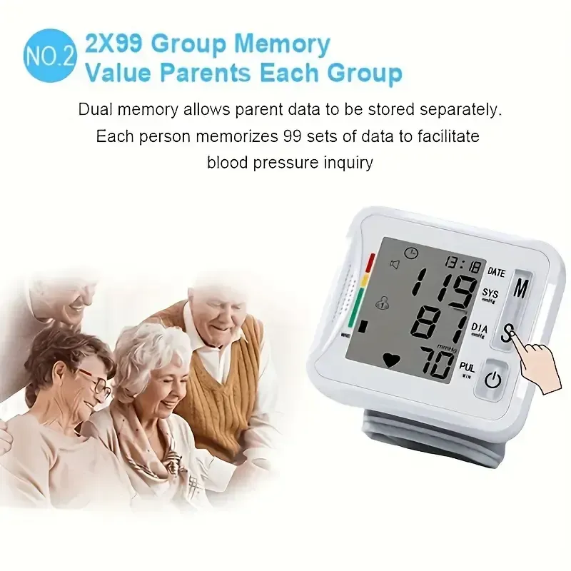 TAIKON W01 Digital Blood Pressure Monitor with Pulse Rate Detection - Easy-to-Use Wrist Cuff