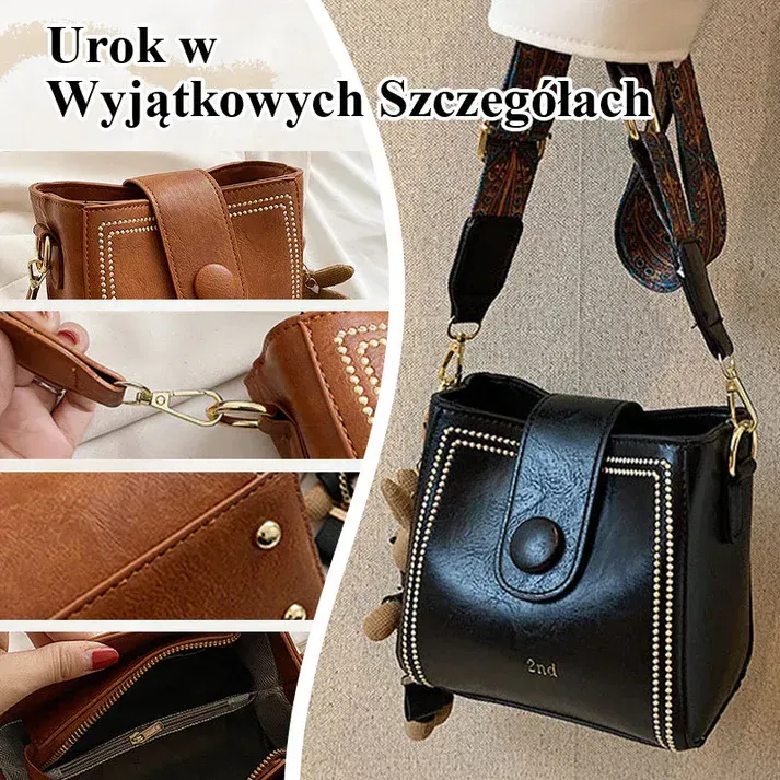 Vintage Bag with Adjustable, Wider Shoulder Strap （Black）