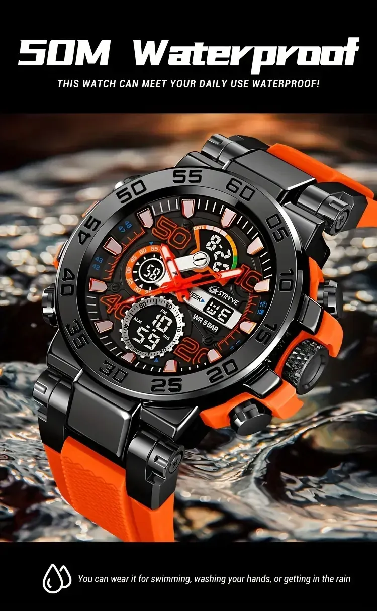 1pc S8030 Men's Sports Watch, Round Alloy Case, Digital Display, LED Alarm, Stopwatch, TPU Strap, Battery Powered, Non-Waterproof, Electronic Movement