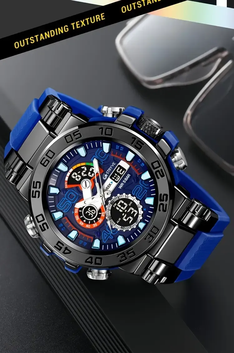 1pc S8030 Men's Sports Watch, Round Alloy Case, Digital Display, LED Alarm, Stopwatch, TPU Strap, Battery Powered, Non-Waterproof, Electronic Movement