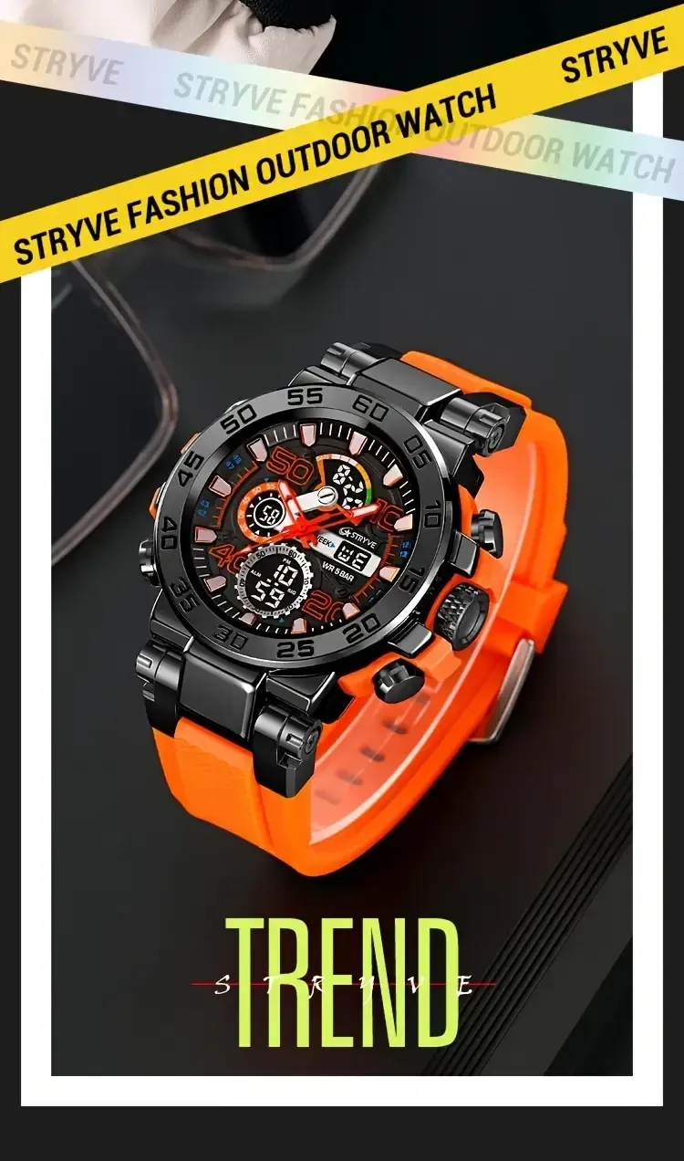 1pc S8030 Men's Sports Watch, Round Alloy Case, Digital Display, LED Alarm, Stopwatch, TPU Strap, Battery Powered, Non-Waterproof, Electronic Movement