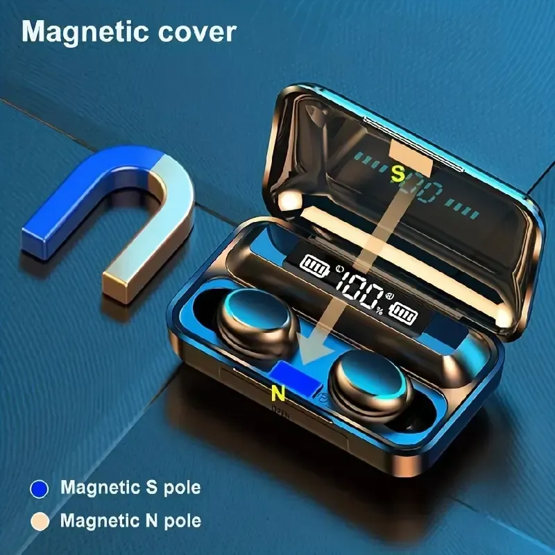 Wireless F9-5C TWS Earbuds - HiFi Stereo Sound with Touch Control, Noise Cancelling, HD Mic, and USB Rechargeable - Sports Headphones