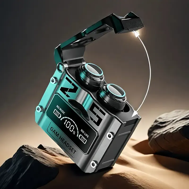 Z25S TWS Wireless Earbuds - Sleek Black & Teal, Wireless 5.3 In-Ear Headphones with Touch Control, USB-C Charging Case, Ideal for Gaming & Workouts, for iPhone & for Xiaomi