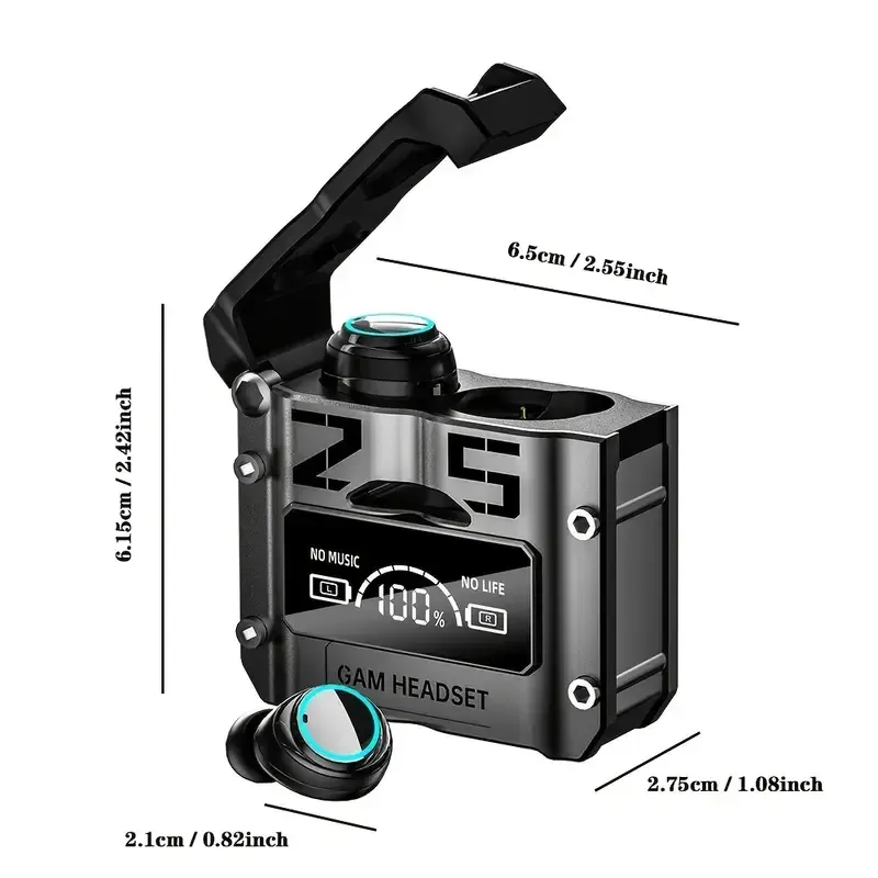 Z25S TWS Wireless Earbuds - Sleek Black & Teal, Wireless 5.3 In-Ear Headphones with Touch Control, USB-C Charging Case, Ideal for Gaming & Workouts, for iPhone & for Xiaomi