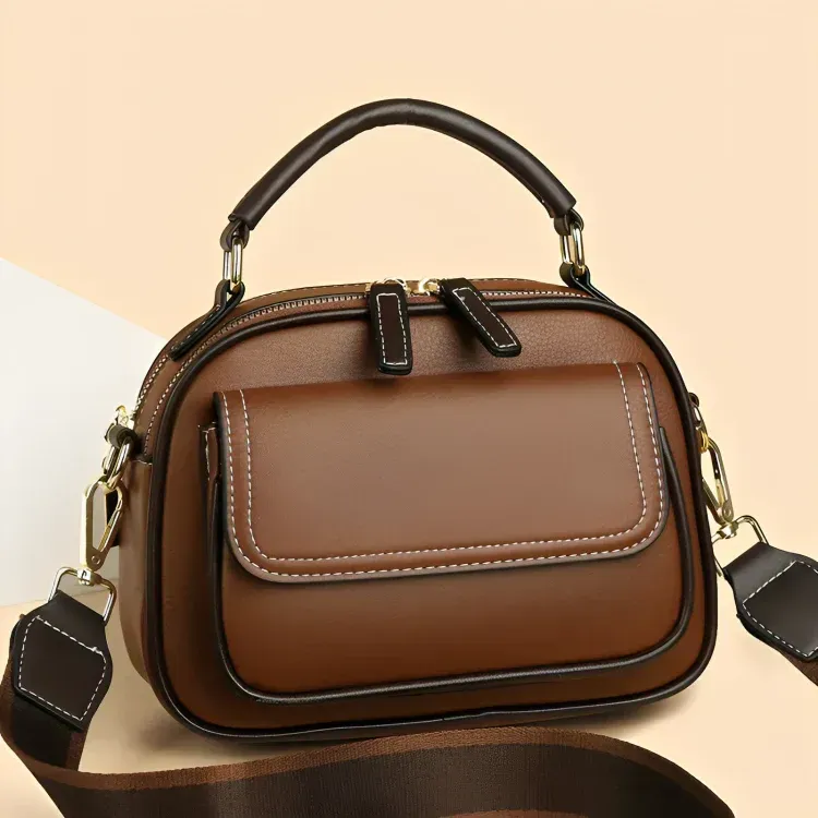 Duo Design double-layer shoulder bag with wide strap