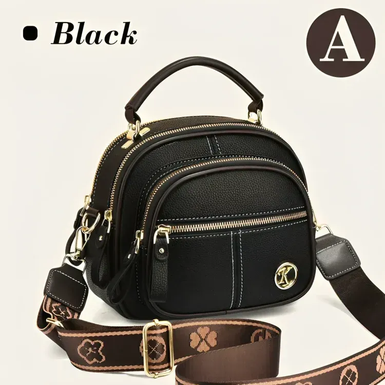 All-in-One PU Leather Shoulder Bag -Black