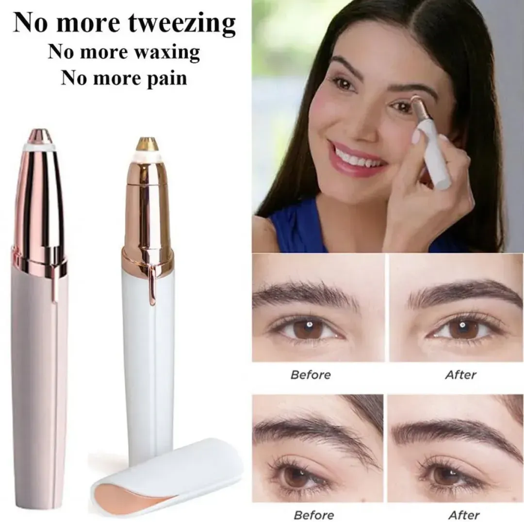 Painless Portable Eyebrow, Face, Lips, Nose Hair Removal Electric Trimmer with Light, Hair Removal Machine For Women eyebrow trimmer