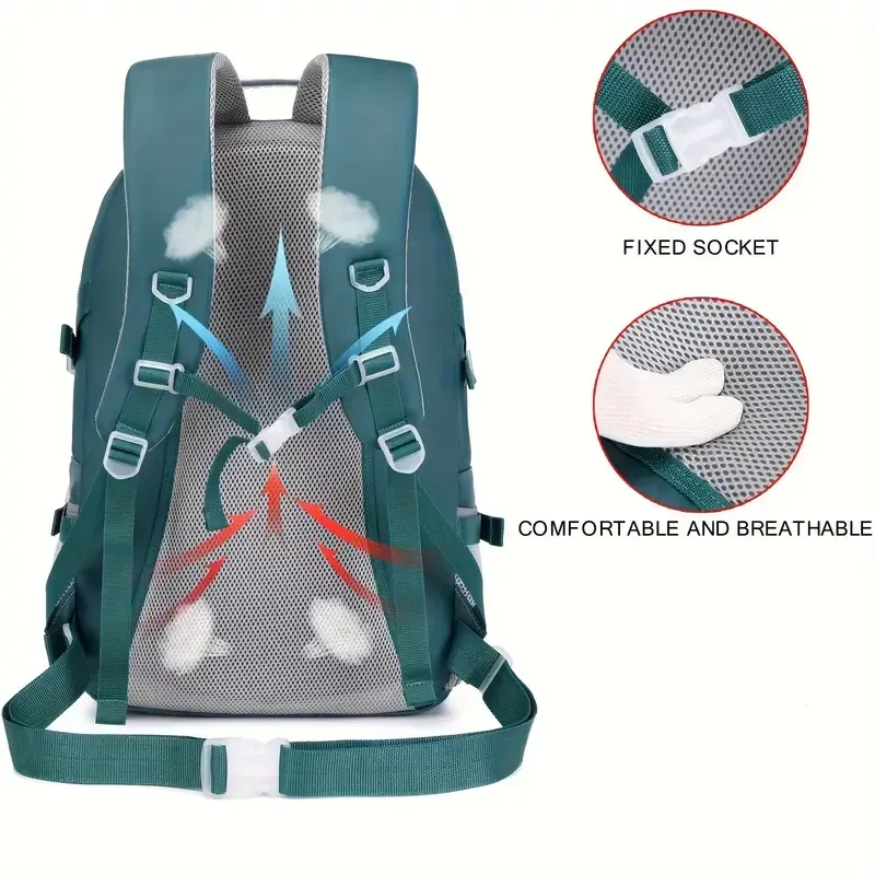 40L Multifunctional Hiking Camping Backpack for Men, Large Capacity Travel Backpack with Shoe Compartment, Fits 17.3-inch Laptop