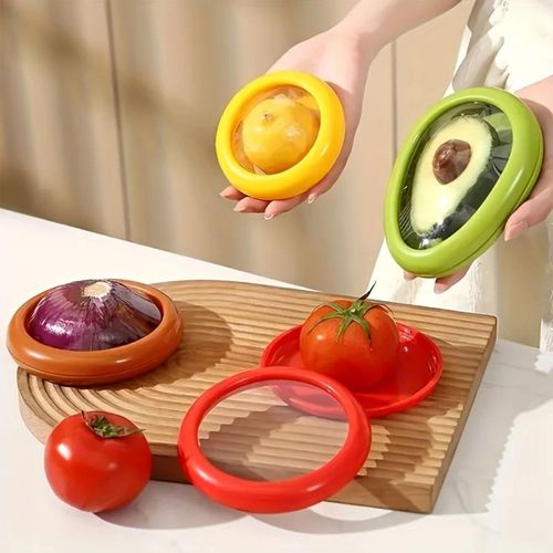 MQB Silicone Fruit Vegetable Storage Box, Fruit Storage Containers for Fresh Produce Preservation, Reusable Fruit Vegetable Containers for Fridge, Food Saver for Onions, Lemons, Potatoes (4 Pcs)