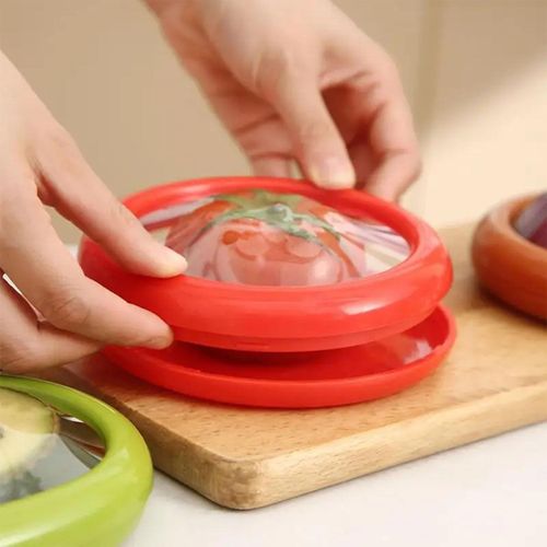 MQB Silicone Fruit Vegetable Storage Box, Fruit Storage Containers for Fresh Produce Preservation, Reusable Fruit Vegetable Containers for Fridge, Food Saver for Onions, Lemons, Potatoes (4 Pcs)