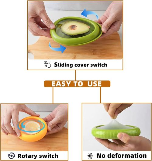 MQB Silicone Fruit Vegetable Storage Box, Fruit Storage Containers for Fresh Produce Preservation, Reusable Fruit Vegetable Containers for Fridge, Food Saver for Onions, Lemons, Potatoes (4 Pcs)
