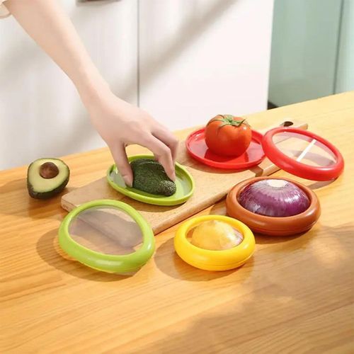 MQB Silicone Fruit Vegetable Storage Box, Fruit Storage Containers for Fresh Produce Preservation, Reusable Fruit Vegetable Containers for Fridge, Food Saver for Onions, Lemons, Potatoes (4 Pcs)