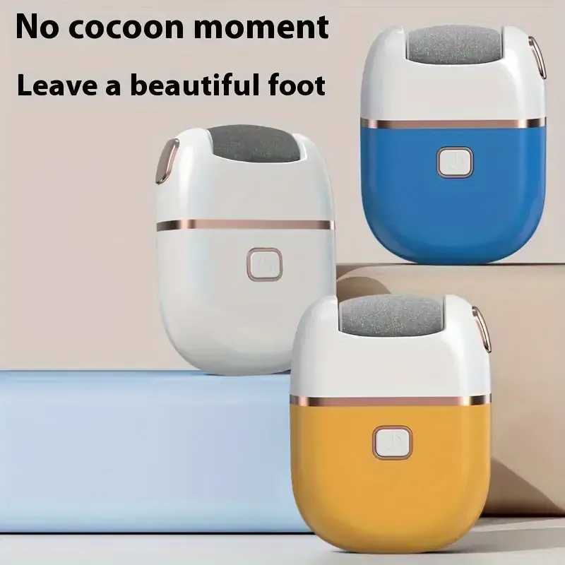 Rechargeable 1pc Electric Foot Grinder - Portable USB Charging, Three Replaceable Grinding Heads for Thick Leather Polishing, Cracked & Dry Skin Care-White