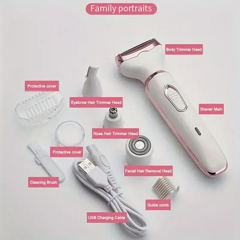 Electric women's shaver private care women's all-in-one armpit hair private part pubic hair trimming and shaving device
