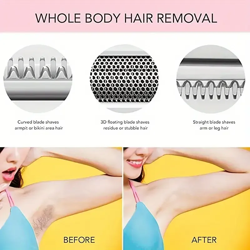 Electric women's shaver private care women's all-in-one armpit hair private part pubic hair trimming and shaving device