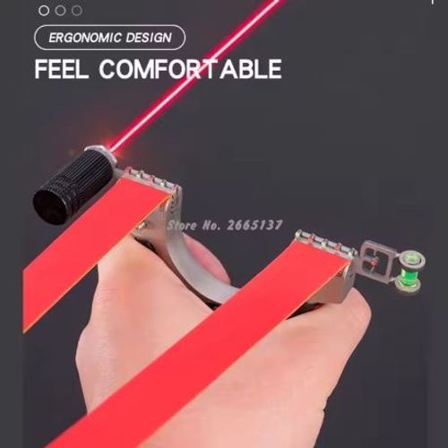 High Precision Laser Slingshot Bow Big Power Stainless Steel Catapult Hunting Accessories Rubber Band Outdoor Shooting Practice