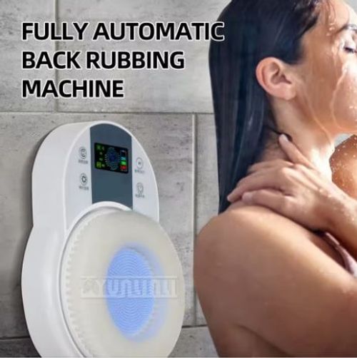 Wall-Mounted Shower Back Brush, Electric Back Exfoliating Brush with 18cm Large Brush Head, 360° Automatic Rotation, High Low Speed, Suitable for Shower and Deep Cleansing and Back Massage