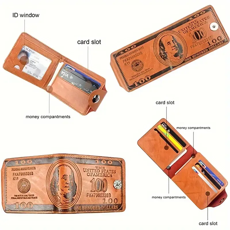Vintage Buckle Wallet - PU Leather Design with Multiple Compartments for US Dollar Bill and Credit Storage, Easy-Clean PVC Material with Leather Lining - Stylish Purse for Everyday Use