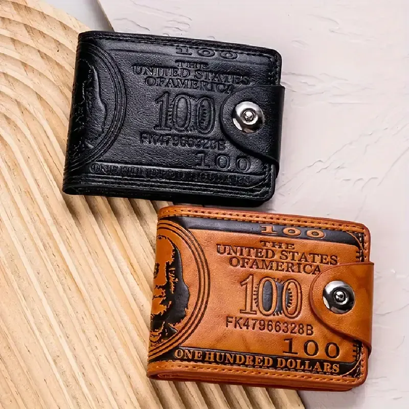 Vintage Buckle Wallet - PU Leather Design with Multiple Compartments for US Dollar Bill and Credit Storage, Easy-Clean PVC Material with Leather Lining - Stylish Purse for Everyday Use