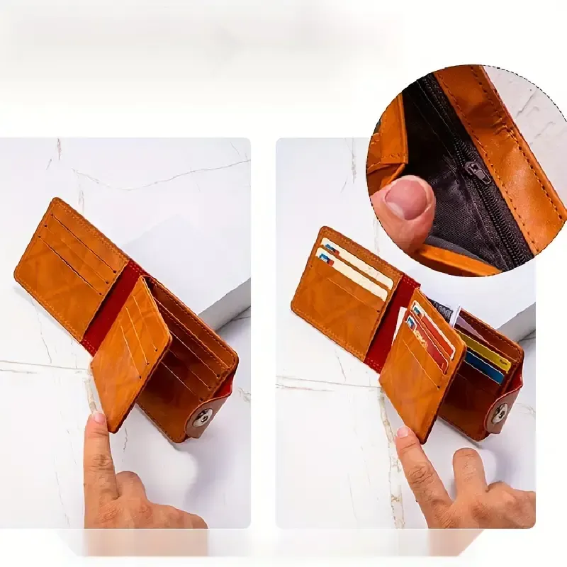 Vintage Buckle Wallet - PU Leather Design with Multiple Compartments for US Dollar Bill and Credit Storage, Easy-Clean PVC Material with Leather Lining - Stylish Purse for Everyday Use
