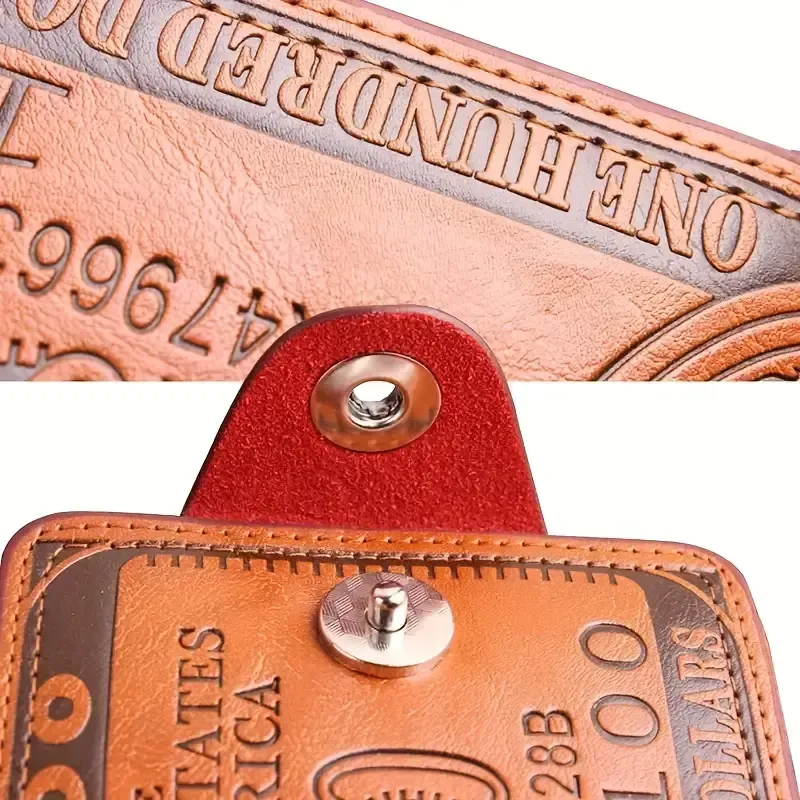 Vintage Buckle Wallet - PU Leather Design with Multiple Compartments for US Dollar Bill and Credit Storage, Easy-Clean PVC Material with Leather Lining - Stylish Purse for Everyday Use