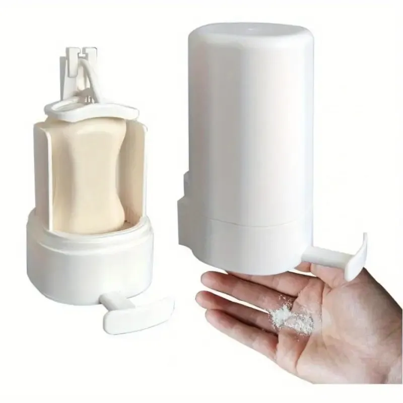 Soap Holder, Creative Water-Free Design with Lid, for Student Dorm and Home Bathroom, Drainable without Drilling, White, 2.95x6.1inch, Shower Caddies