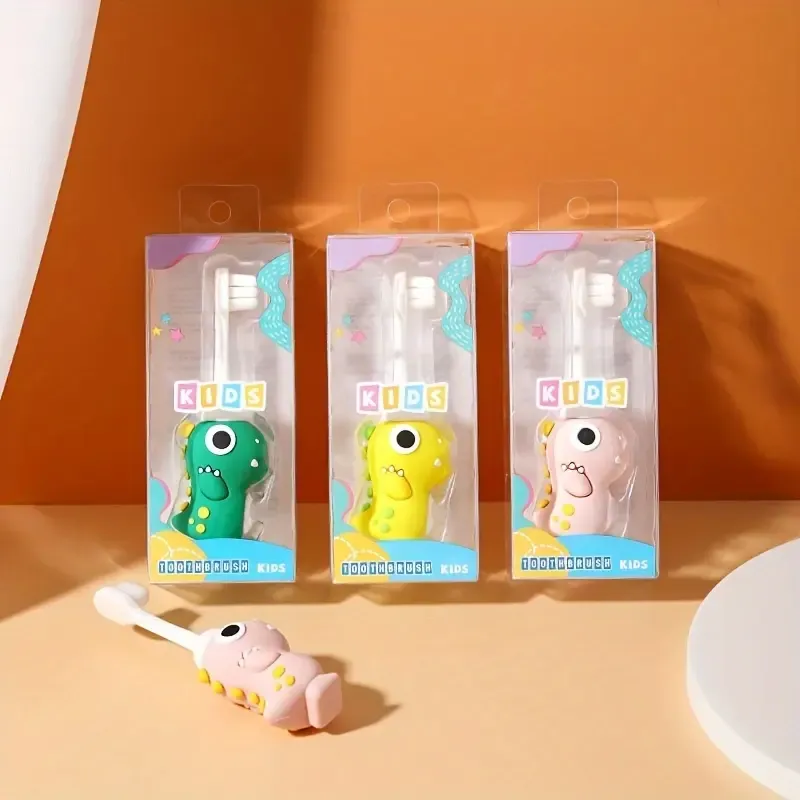 KiddieSoft Dinosaur Toothbrush - Gentle Soft Bristle, Easy to Clean, Fun Cartoon Design, Suitable for Little Ones Aged 3-6 Years, Perfect for Early Childhood Oral Care