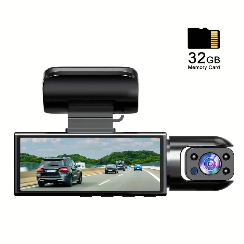 1080P Dual Camera Dash Cam For Cars With IR Night Vision, Loop Recording, And Wide Angle Lens - 3.16 Inch IPS Screen
