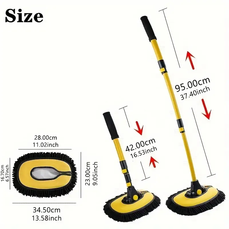 Microfiber Car Cleaning Brush Telescoping Long Handle Microfiber Car Cleaning Brush - Adjustable Length Chenille Broom Auto Accessories