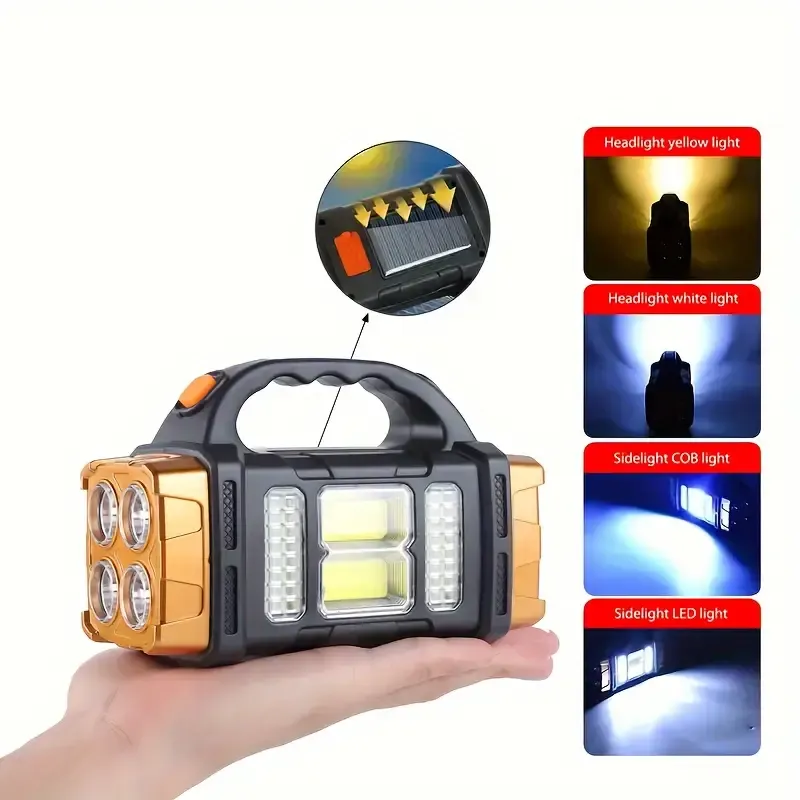 Multifunctional LED Solar Camping Lantern, Bright Portable Rechargeable Flashlight For Outdoor Hiking Camping When Power Outage