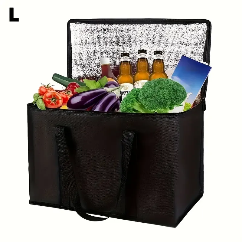 arge  XL Insulated Bag: Keep Food Hot & Cold For Hours Grocery Tote, Soft Cooler Bag, Pizza Warmer, Lightweight & Sturdy Zipper Christmas Gift