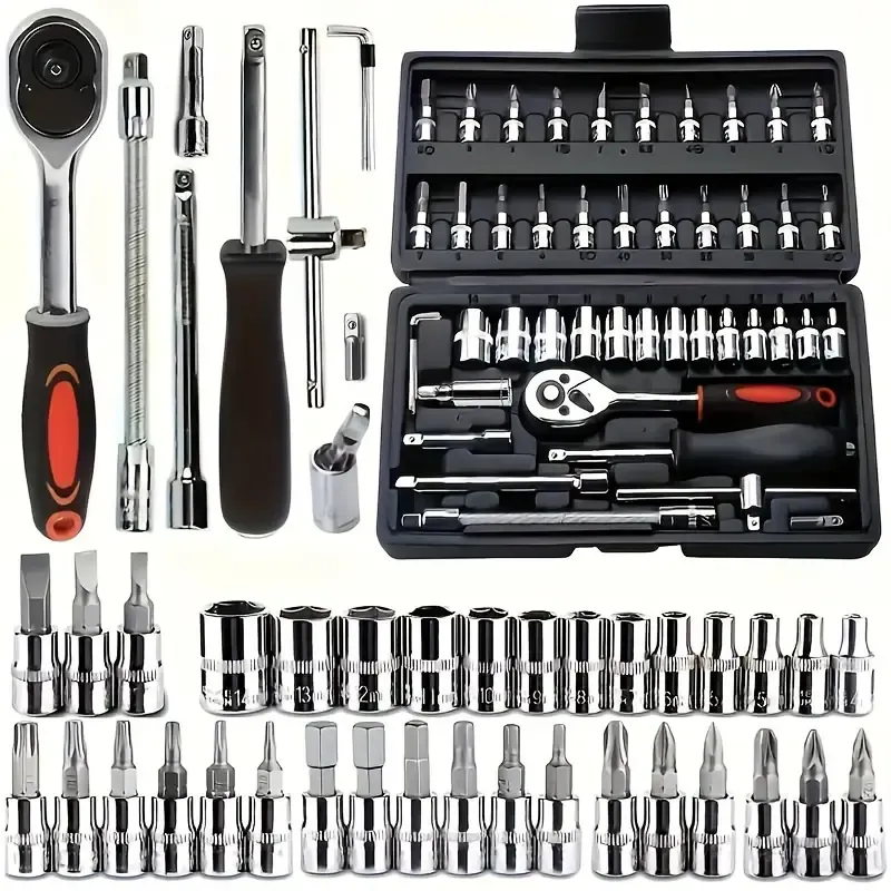 Car Repair Tools, Automotive Maintenance Repairing Tool Accessories Multi-Purpose Repair Tool Set – Ratchet Torque Wrench & Screwdrivers, Portable Auto And Bike  And motorcycle Maintenance Kit