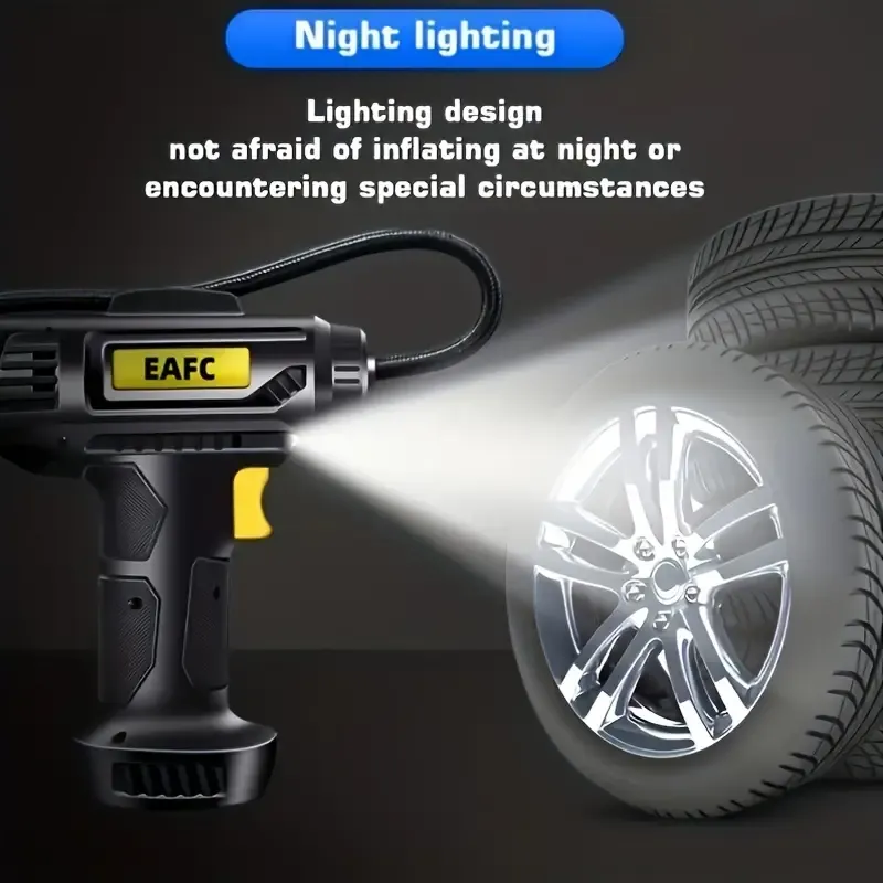 150PSI Cordless Portable Air Compressor: Car Tire Inflator Pump With Pressure Gauge & Light For Cars, Motorcycles & Bicycles