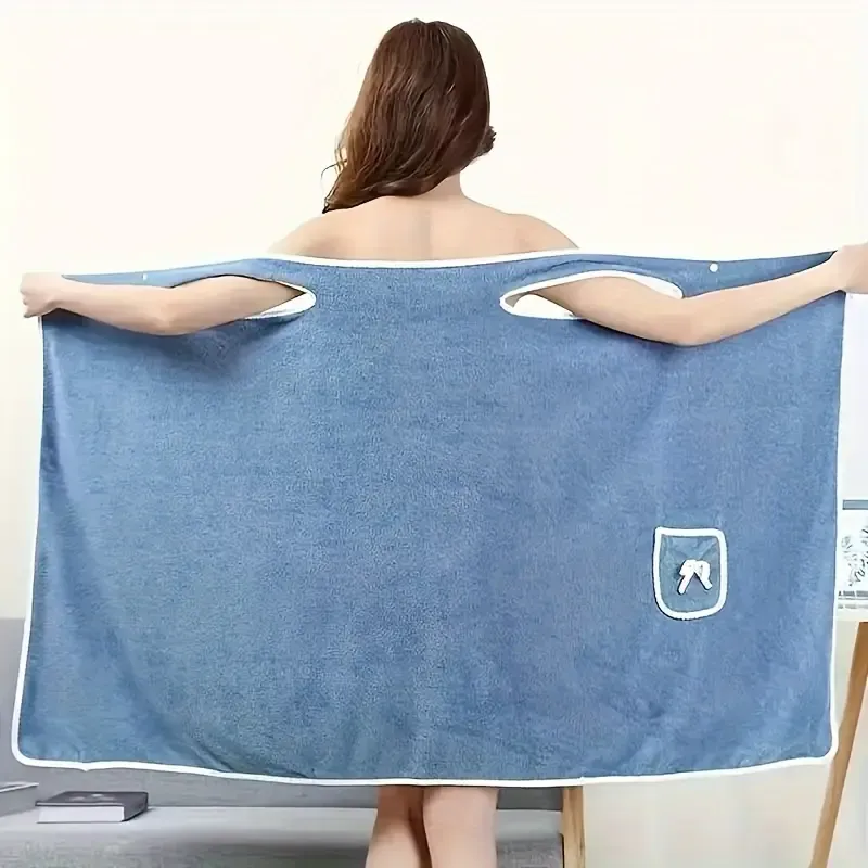 1pc Coral Velvet Wearable Bath Towel Skirt for Women - Soft