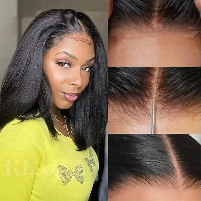 Klaiyi Yaki Straight Put On and Go Glueless Bob Wig 7x5 Pre-Cut Lace Closure Wig Beginner Friendly Flash Sale