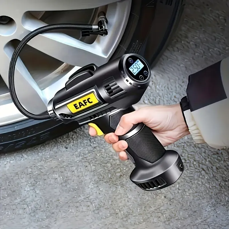 150PSI Cordless Portable Air Compressor: Car Tire Inflator Pump With Pressure Gauge & Light For Cars, Motorcycles & Bicycles