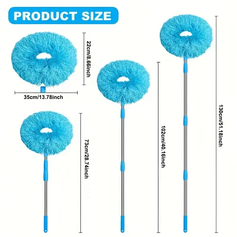 1pc Microfiber Washable Ceiling Fan Cleaner with Telescoping Extension Pole for High Ceiling Fan, Furniture, Blinds, Car