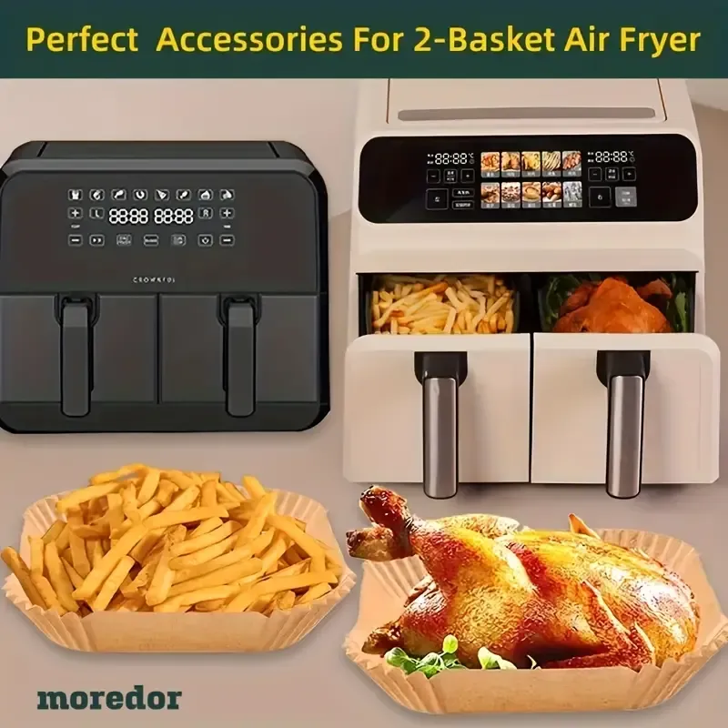 200pcs Air Fryer Disposable Paper Liners Rectangle, Non-Stick Parchment Baking Paper For Ninja Dual Air Fryer, Air Fryer Accessories