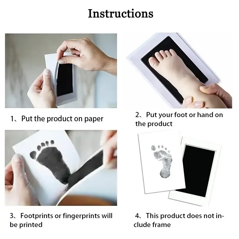 1 Set Youngsters Handprint & Footprint Imprint Kit, Non-Toxic Ink Pad with 2 Paper Sheets, DIY Youngsters Souvenir Casting, Easy to Use, Safe for Youngsters